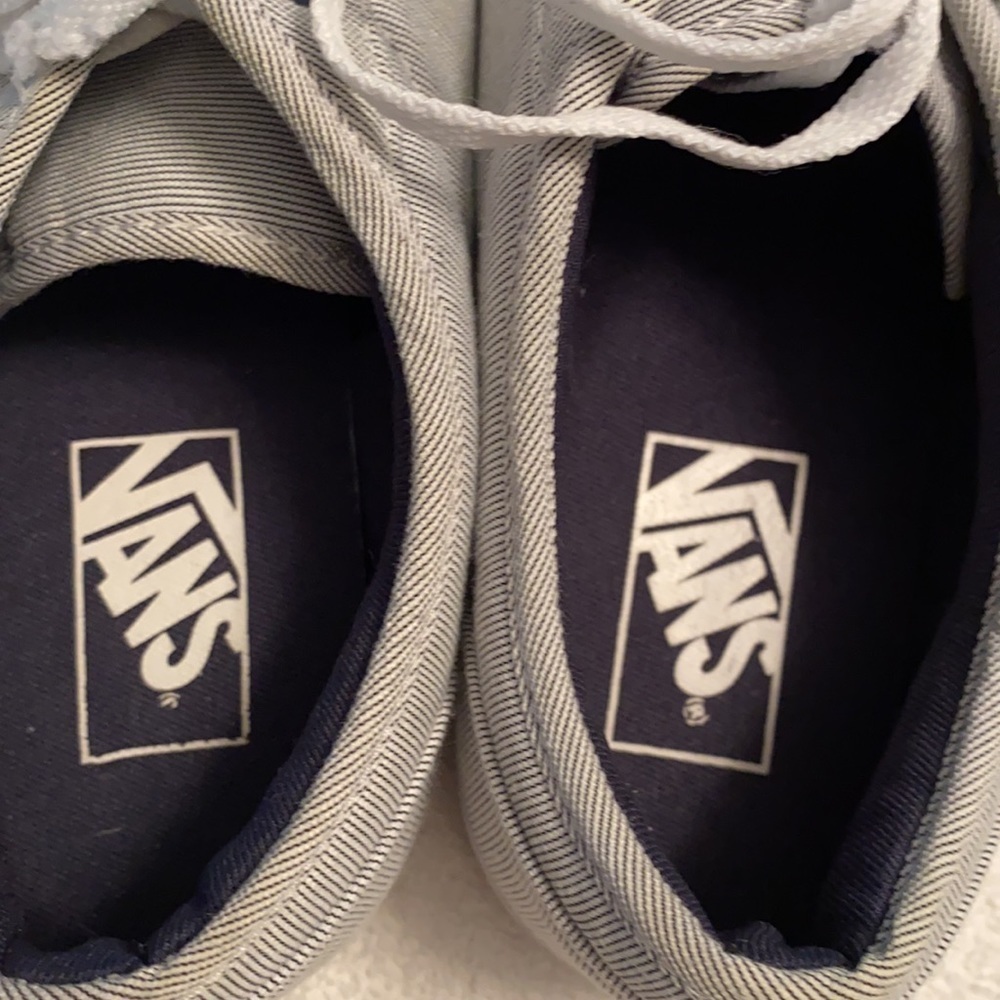 Vans Off The Wall fashion sneakers lace up blue/white stripes Size 10 - Picture 6 of 8